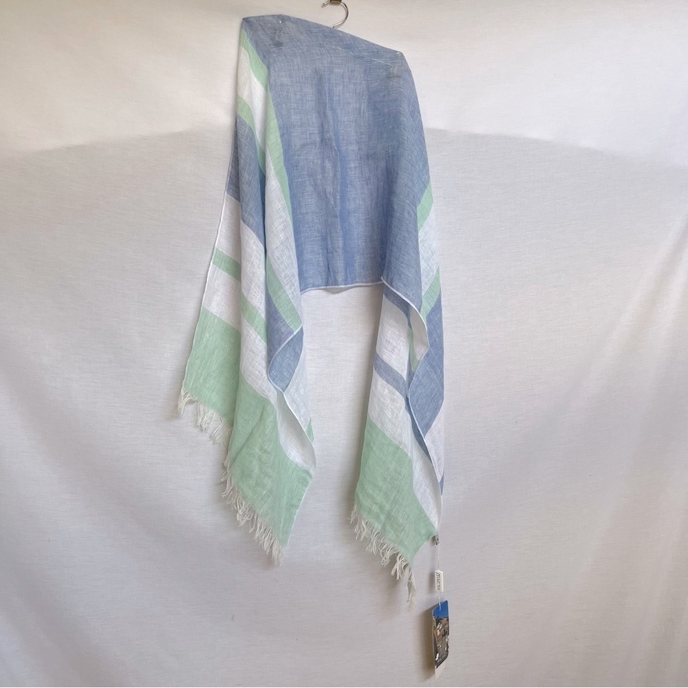 Sagimar 100% Linen Blue and Green Handmade in Italy Scarf / Wrap